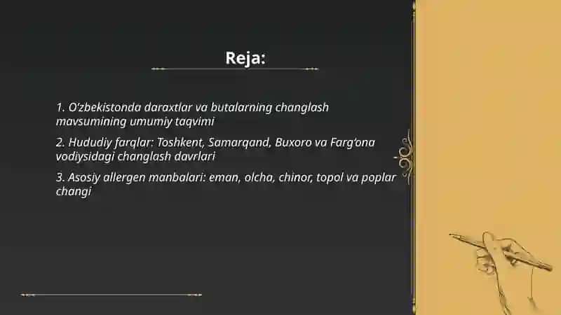 O’zbekistonda daraxtlar, butalar va boshqa o’simliklarni changlash taqvimi 2