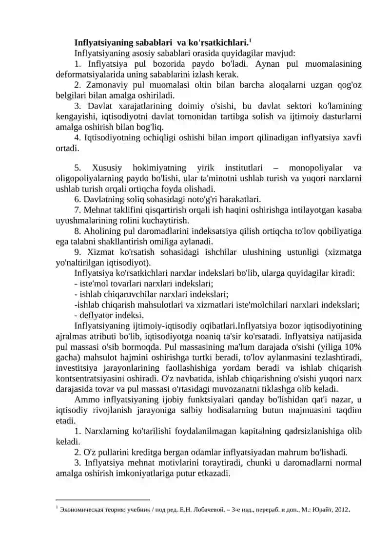 Yuqori inflyatsiyani bartaraf etish muammolari 2