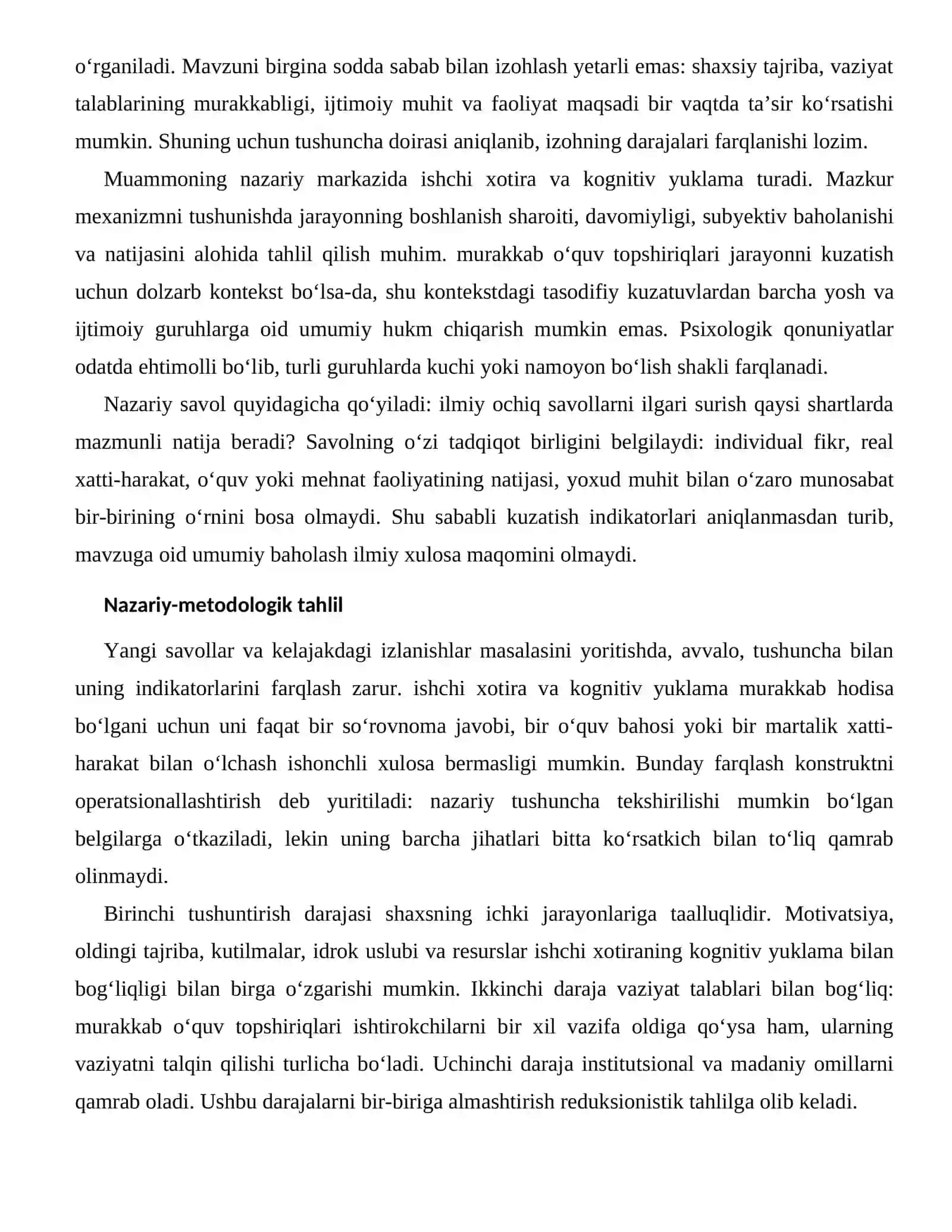 ISHCHI XOTIRANING KOGNITIV YUKLAMA BILAN BOG‘LIQLIGI — ZAMONAVIY TADQIQOT ISTIQBOLLARI 2