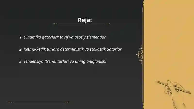 Dinamika qatorlari, uning turlari va amaliyotda qoʻllanishi 2