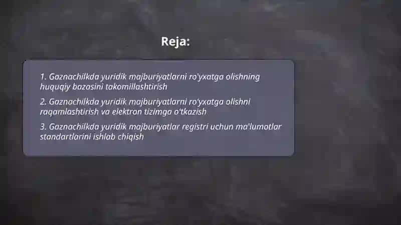 Gaznachilkda yuridik majburiyatlarni ro'yxatga olish tartibini takomillashtirish 2