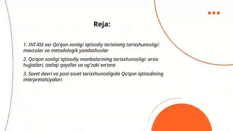 XVI-XIX asr Qo'qon xonligi iqtisodiy tarixining tarixshunosligi 2