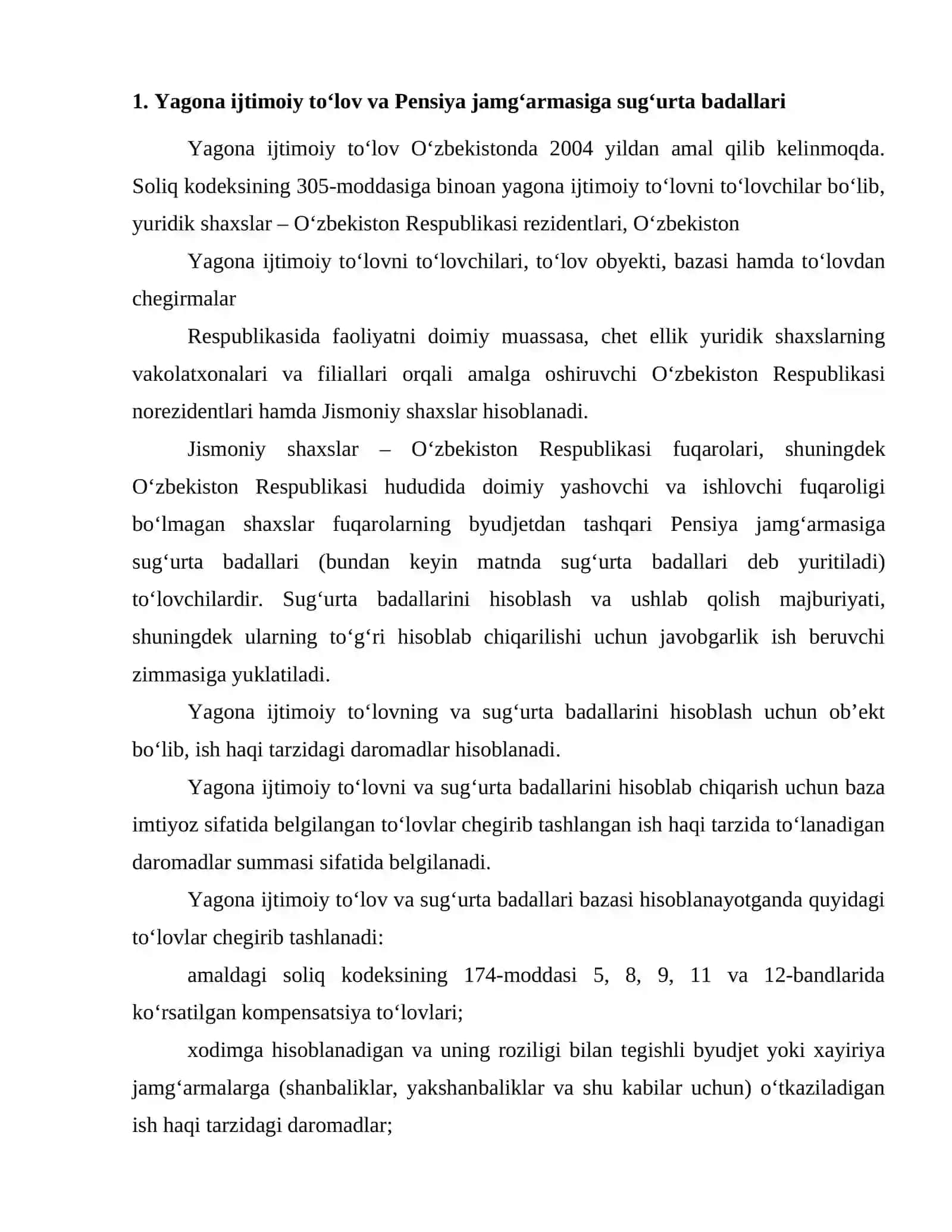 Yagona ijtimoiy to'lov va Pensiya jamg'armasiga sug'urta badallari 2