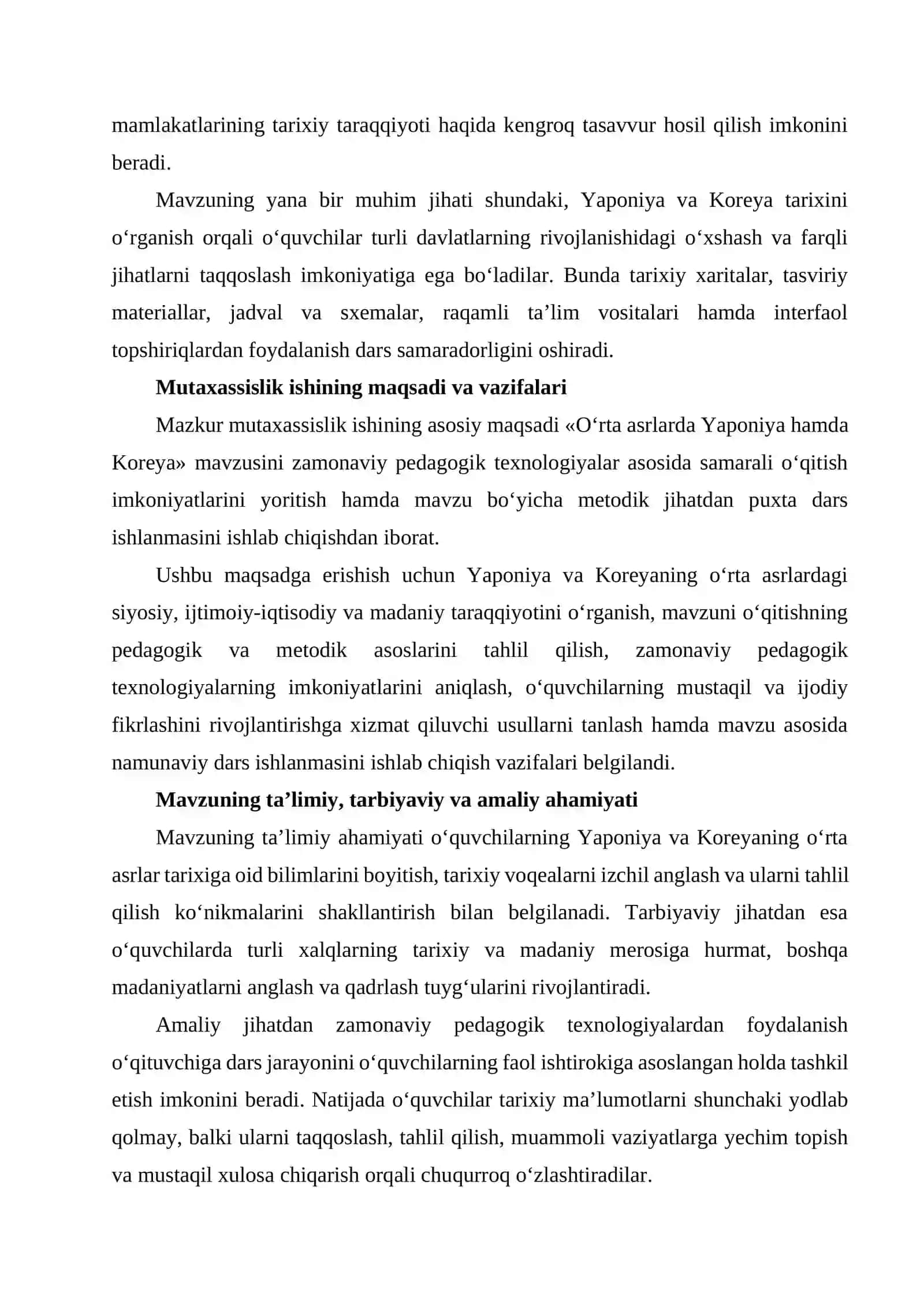 «O‘rta asrlarda Yaponiya hamda Koreya» mavzusini o‘qitishda pedagogik texnologiyalardan foydalanish 2