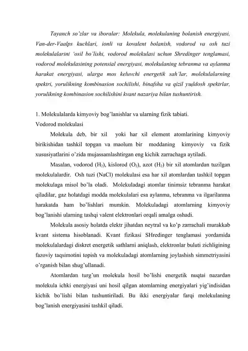 Vodorod molekulаsi. 2