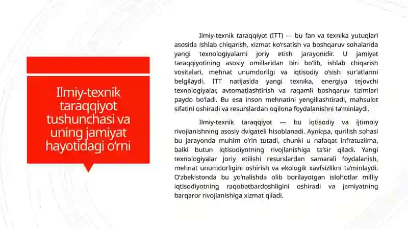 IQTISODIYOT VA JAMIYATDA ILMIY-TEXNIK TARAQQIYOT RIVOJLANISH DASTAGI SIFATIDA. QURILISHNING ILMIY-TEXNIK TARAQQIYOTGA VA JAMOIY-IQTISODIY TARAQQIYOTGA TA’SIRI 2