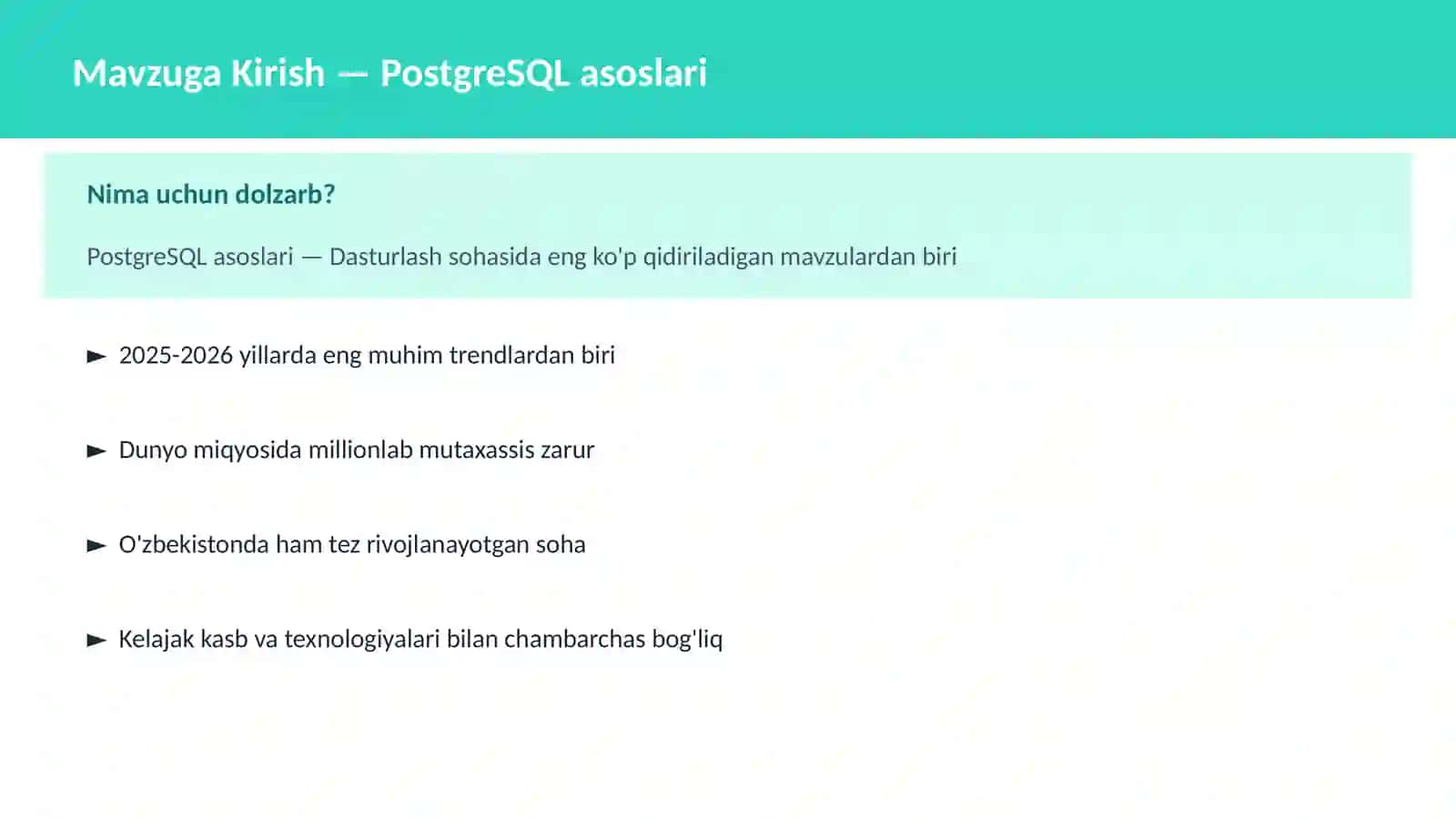 PostgreSQL asoslari 2
