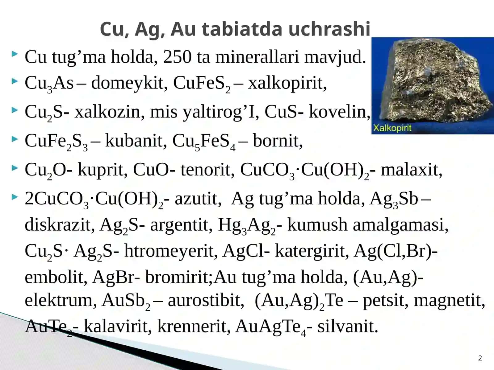 Birinchi  guruhning d-elementlari 2
