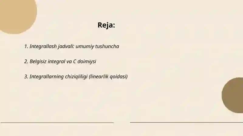 Integrallash jadvali 2