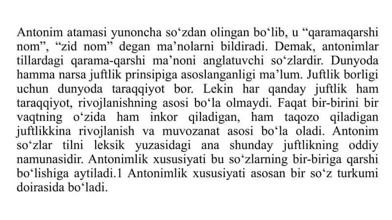 Antonimso‘zlarning xususiyatlari 2