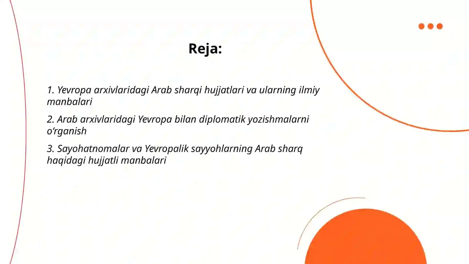 Yevropa va Arab sharq hujjatiga oid ilmiy manbalar 2