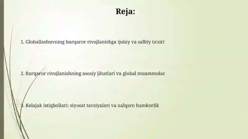 Globallashuv va Barqaror Rivojlanish: Asosiy Tushunchalar 2