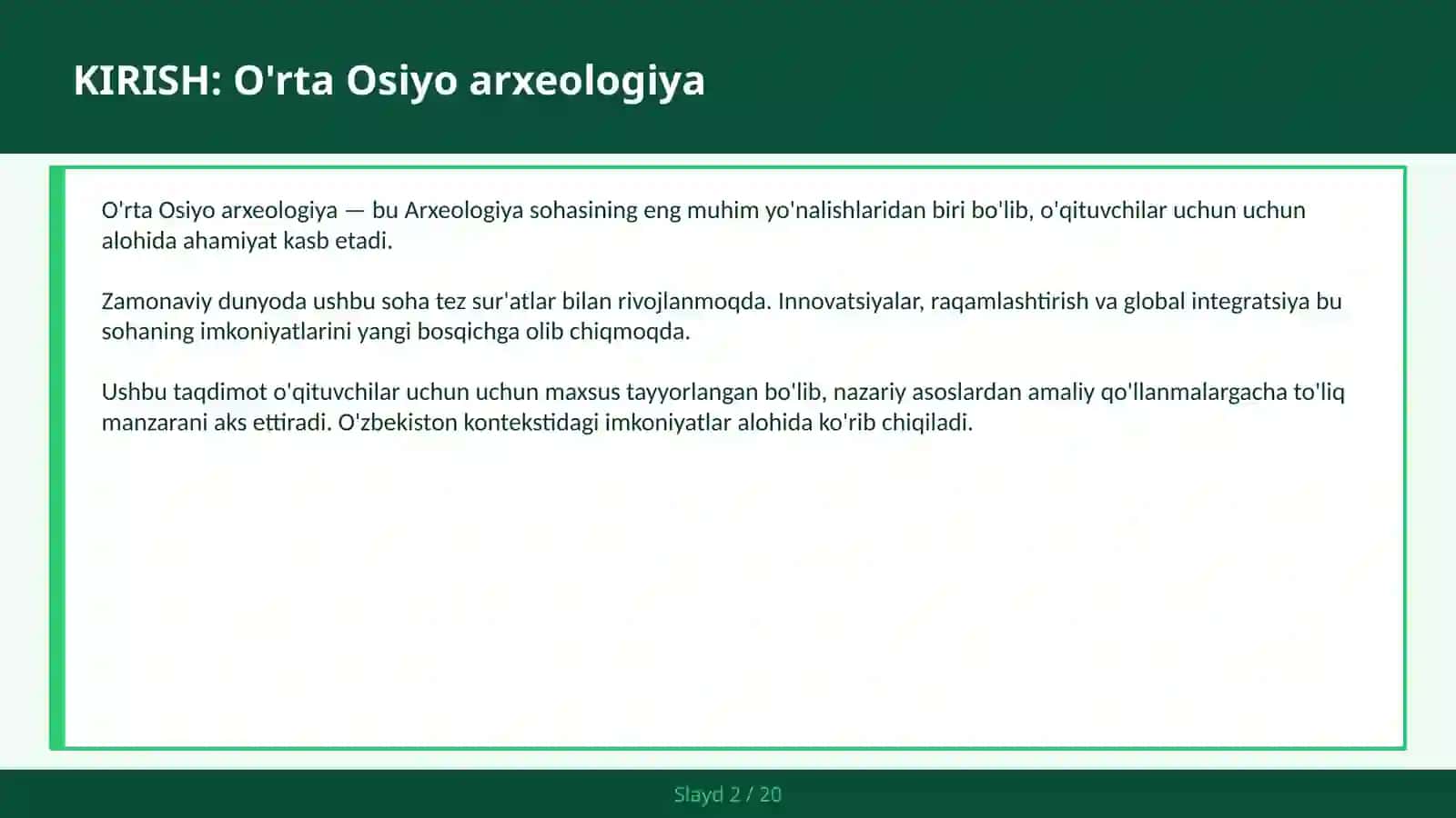 O'rta Osiyo arxeologiya 2