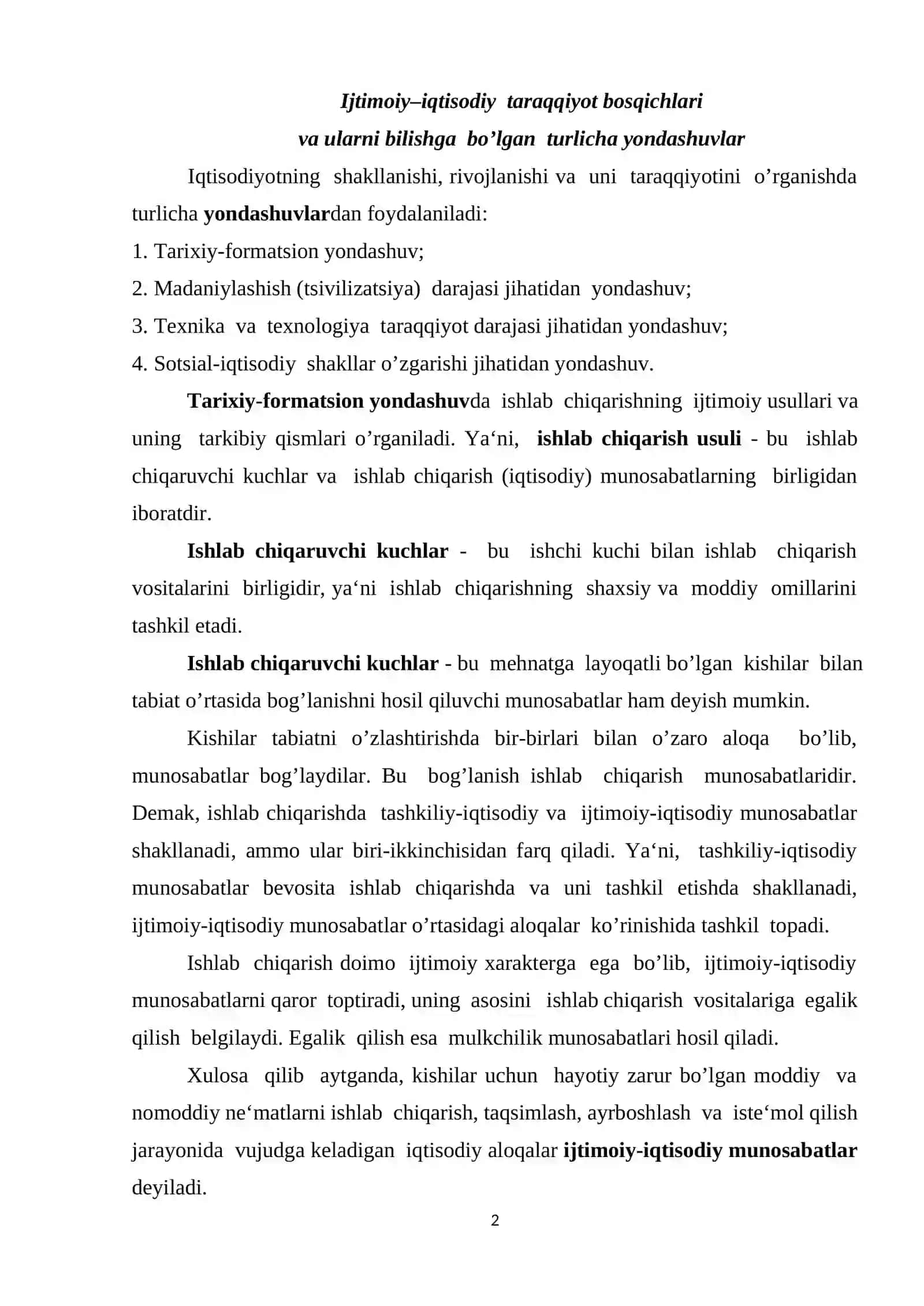 Iqtisodiy tizim turlari 2