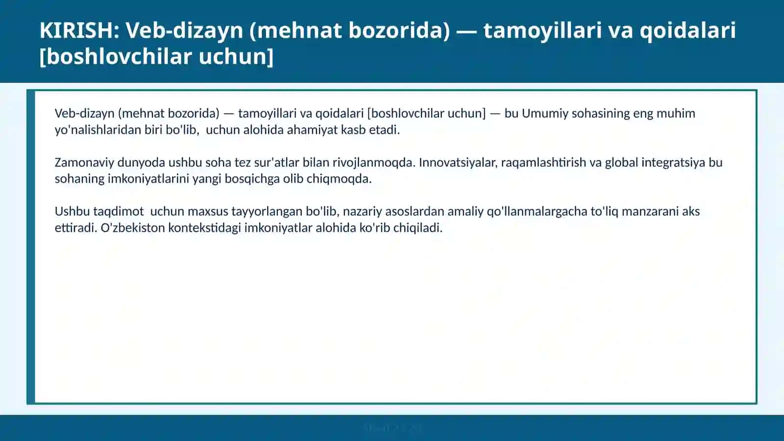 VEB-DIZAYN (MEHNAT BOZORIDA) — TAMOYILLARI VA QOIDALARI [BOSHLOVCHILAR UCHUN] 2