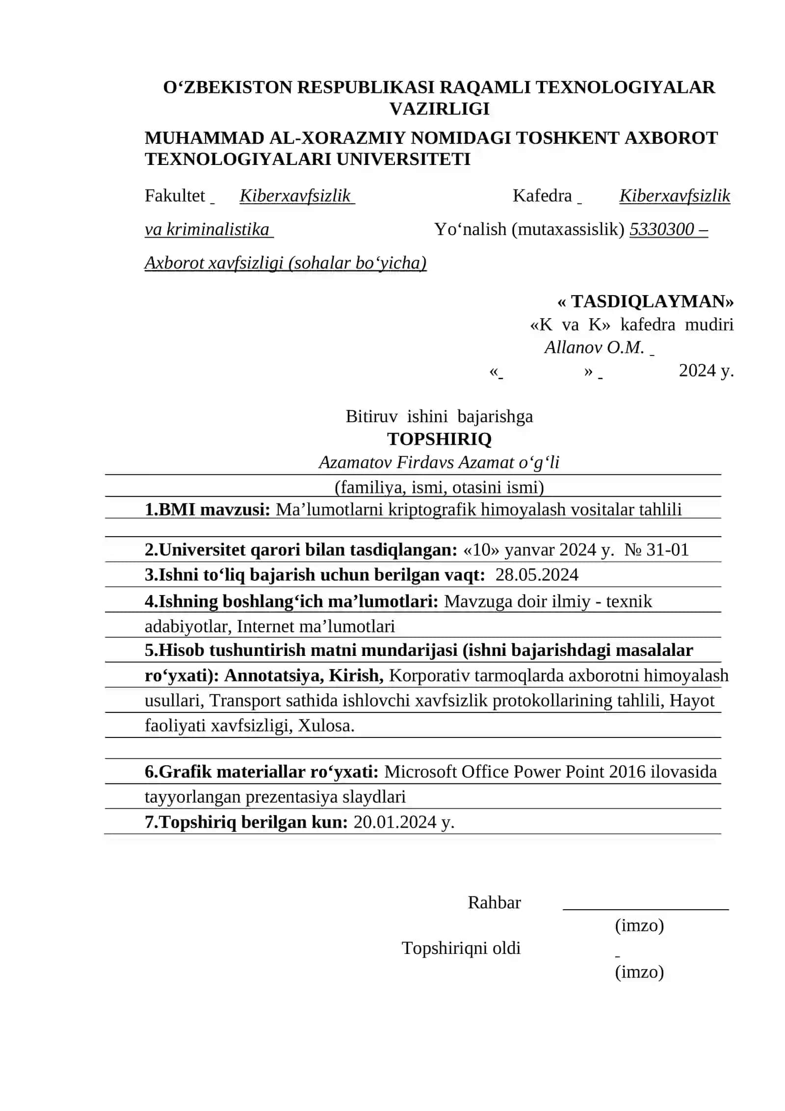 "Transport sathida ishlovchi xavfsizlik protokollarining tahlili" 2