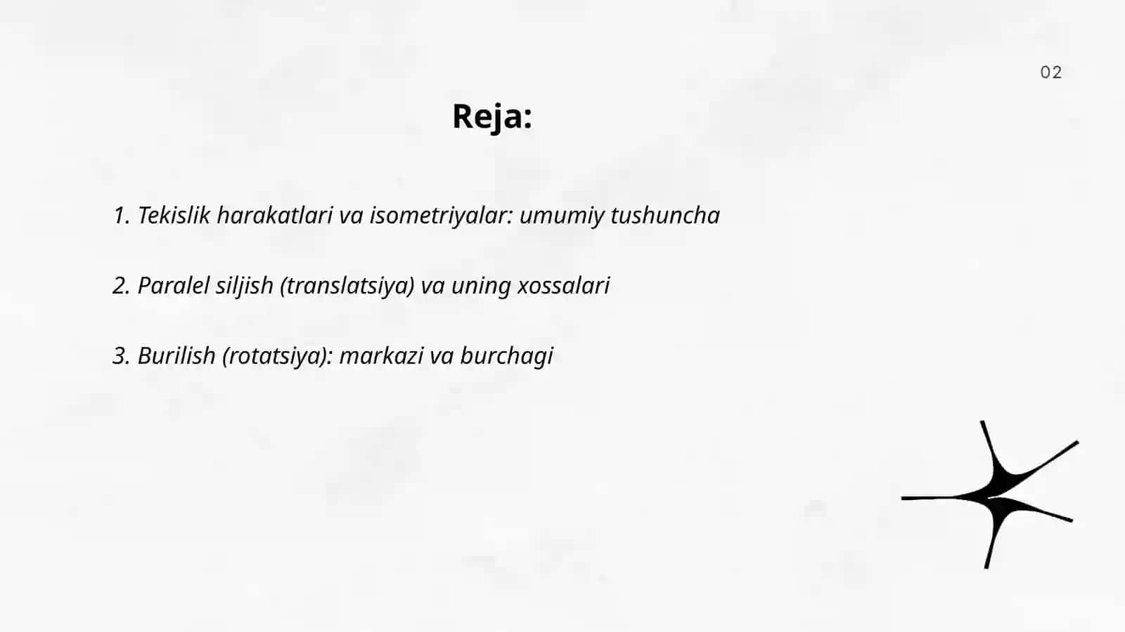 Tekislikning harakatlar va ularning xossalari 2