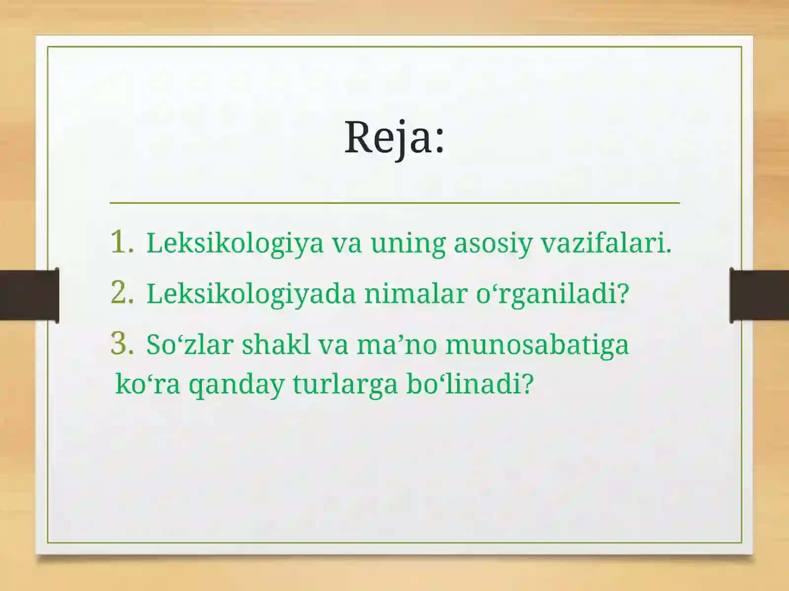 O‘zbek tili leksikologiyasining shakllanishi va takomillashuvi 2