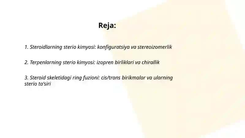 Steroidlar va terpenlarning sterio kimyosi 2