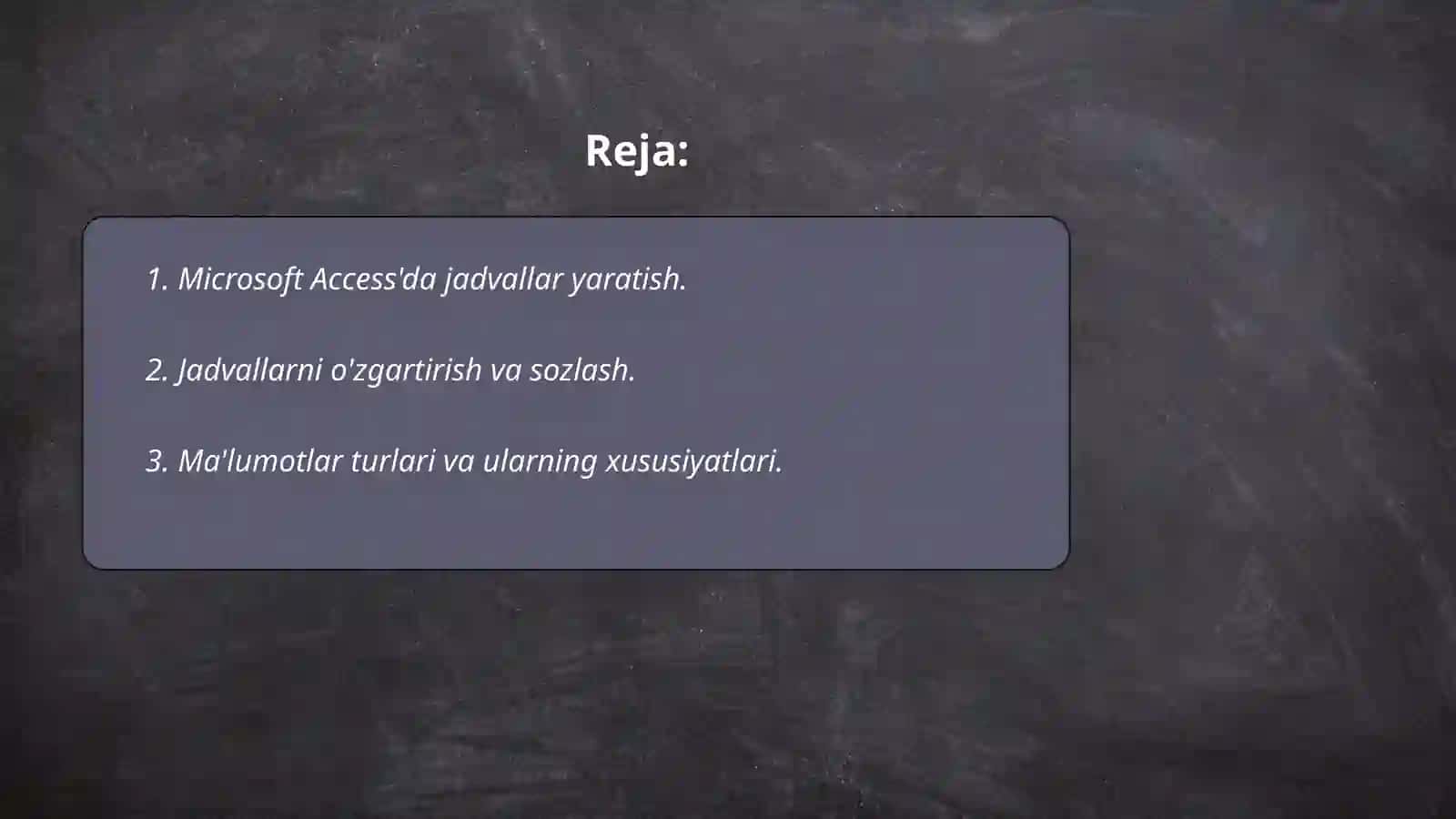 Microsoft Access Berilganlar bazasini boshqarish tizimi 2