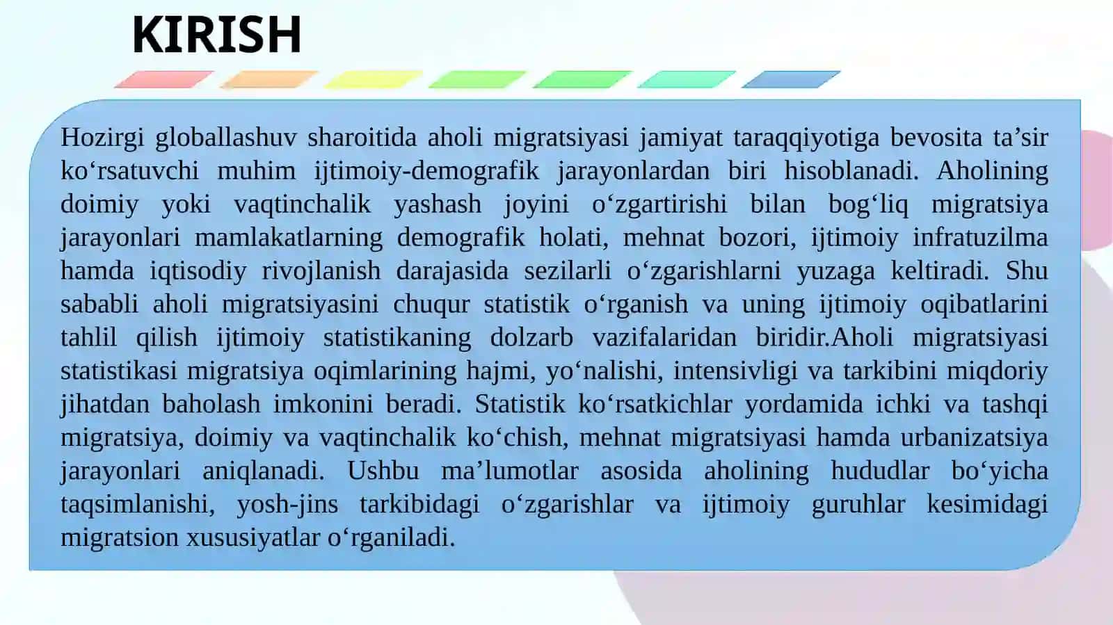 AHOLI MIGRATSIYASI STATISTIKASI VA UNING IJTIMOIY OQIBATLARI 2
