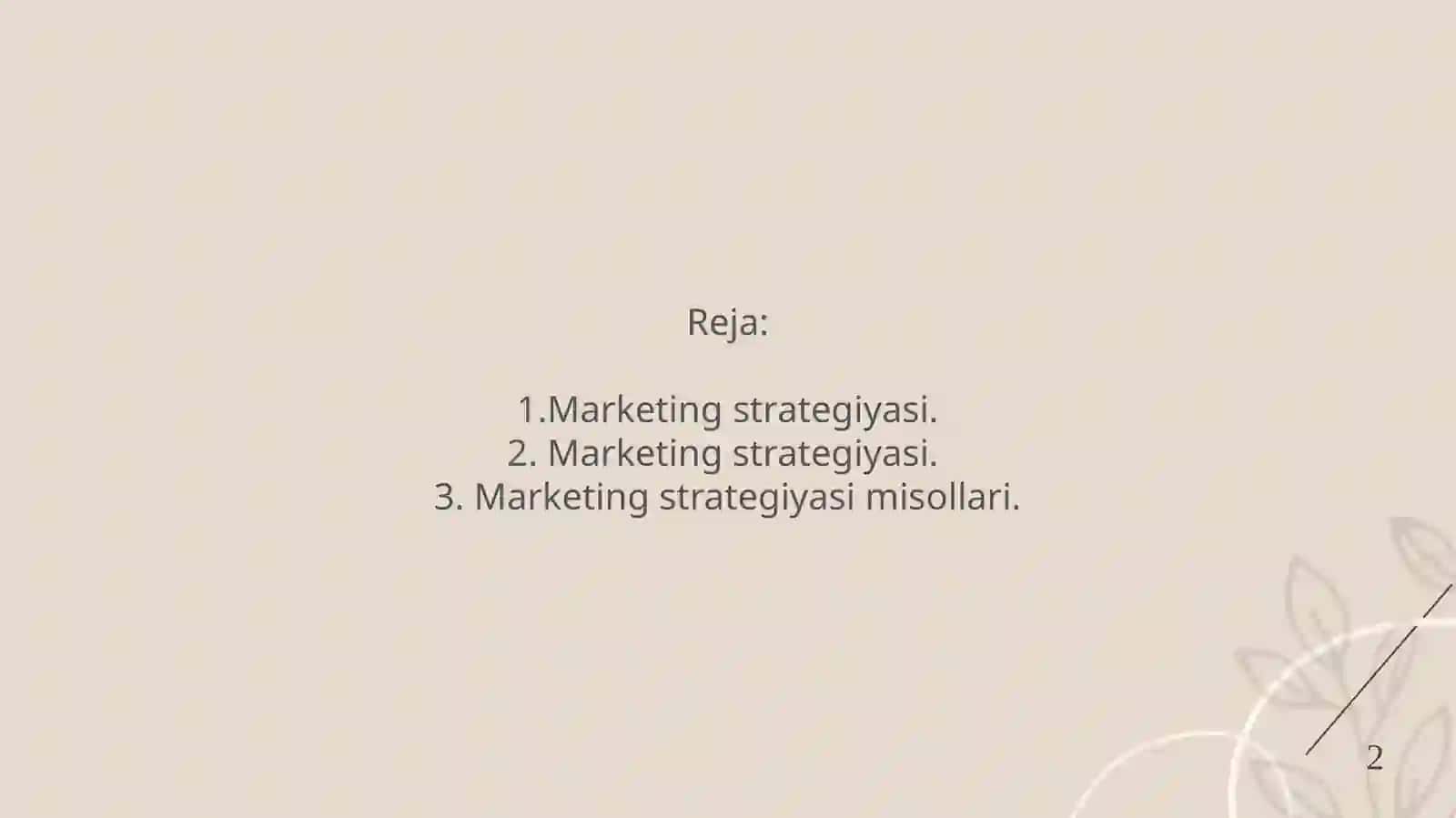 Biznes rejada marketing strategiyasi 2