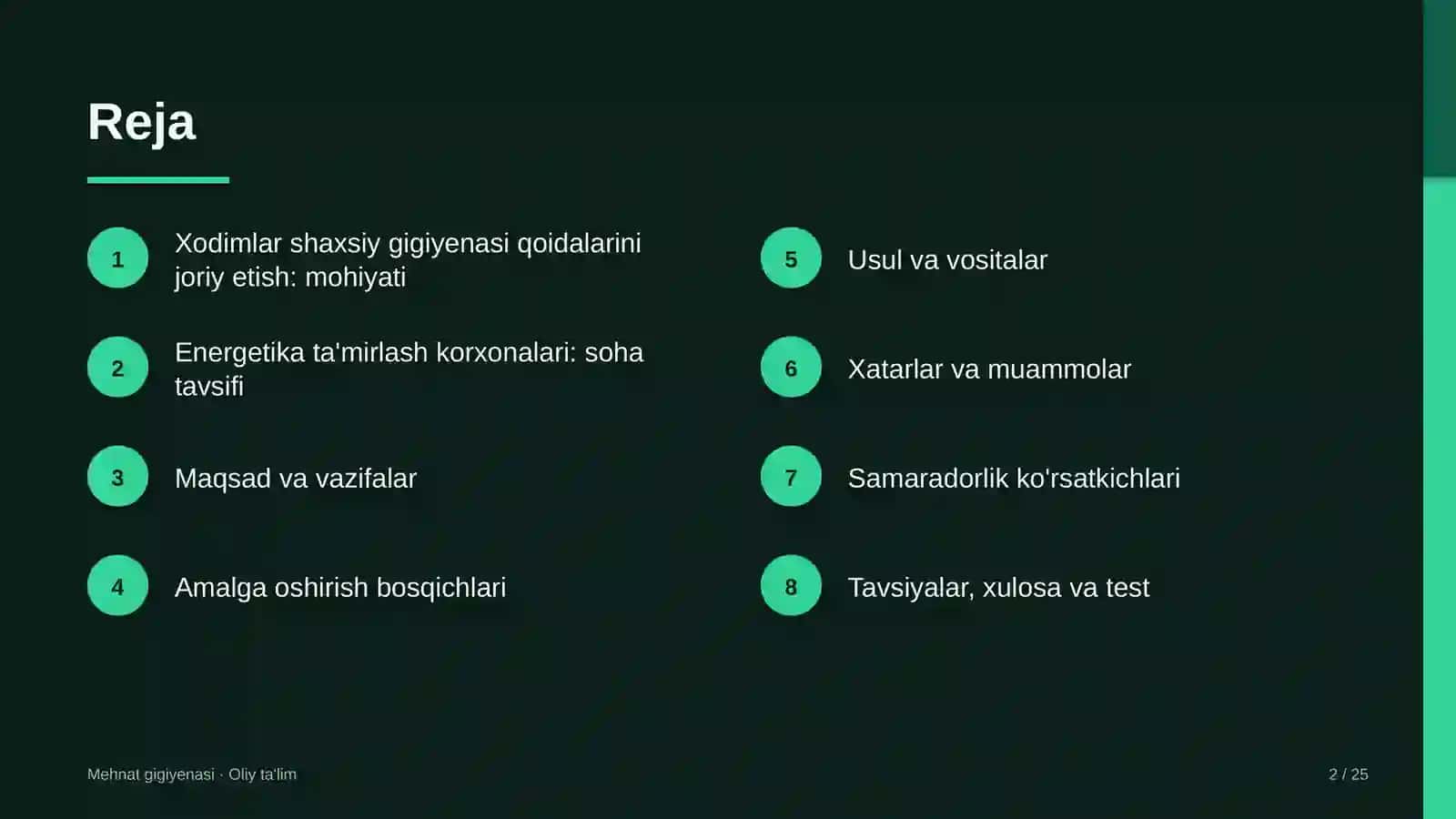 energetika ta'mirlash korxonalarida xodimlar shaxsiy gigiyenasi qoidalarini joriy etish 8371 2
