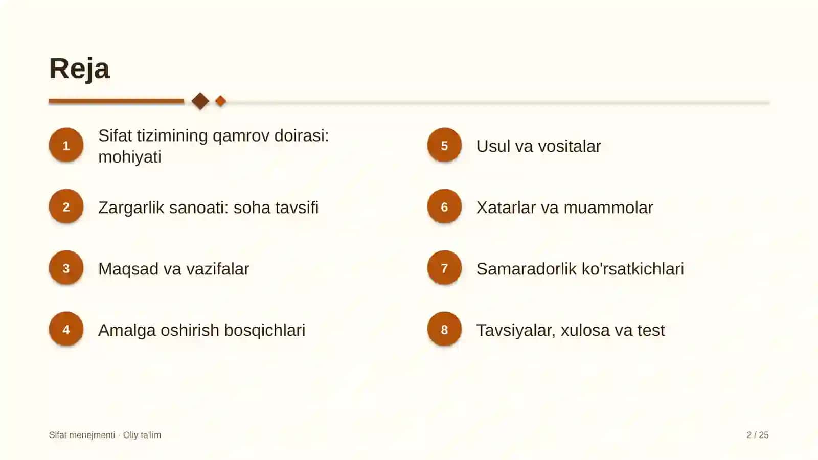 Zargarlik sanoatida sifat menejmenti tizimining qamrov doirasini belgilash 2