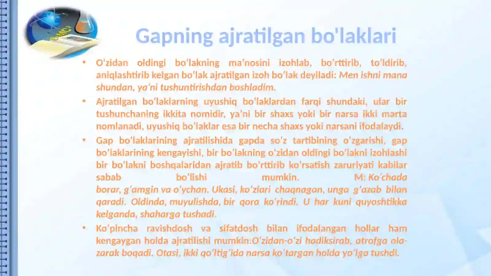 Fan: Onatili Ajratilgan gapbo'laklari 2
