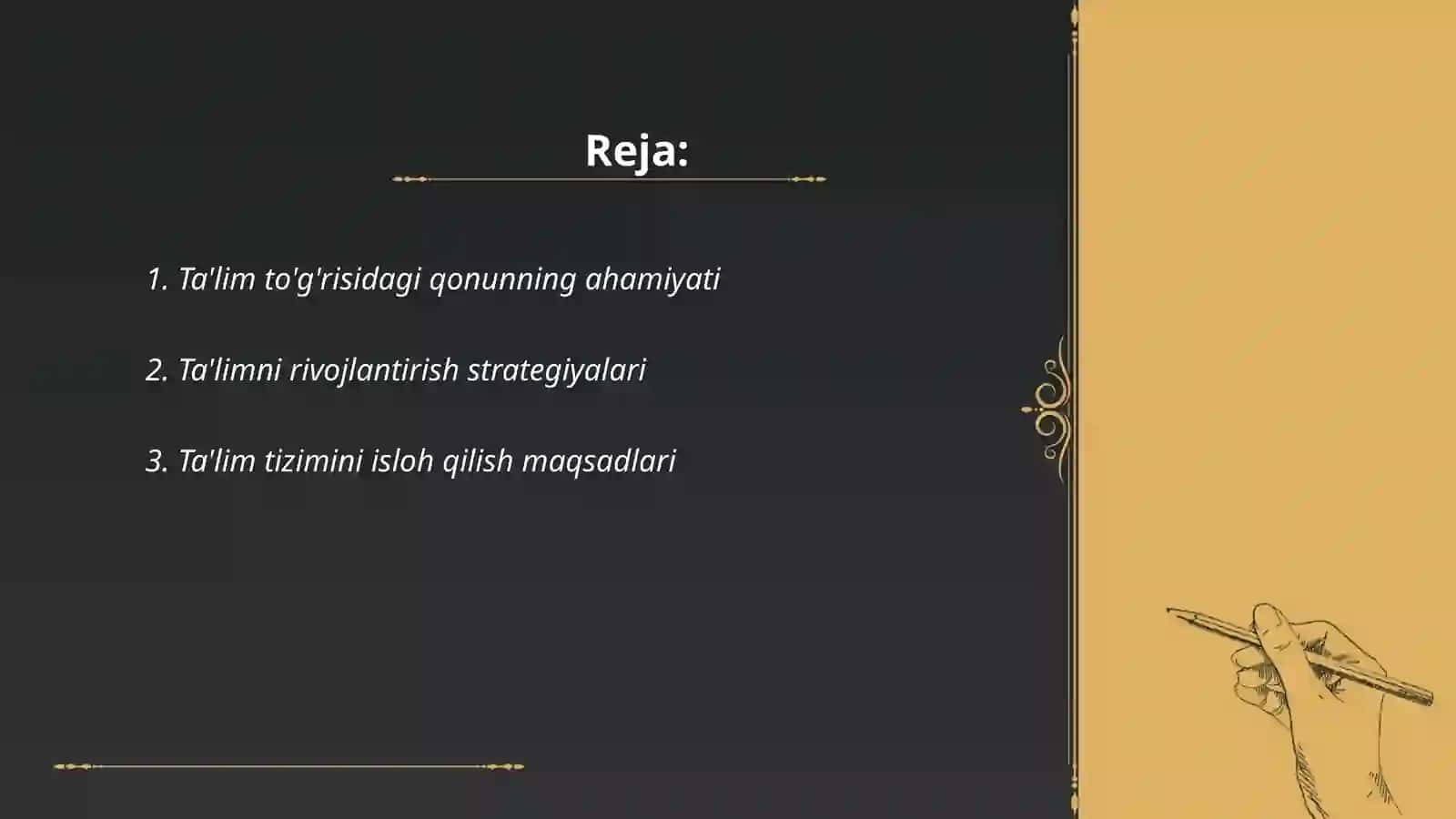 Ta'lim To'g'risida Qonun va Kadrlar Tayyorlash Milliy Dasturi 2