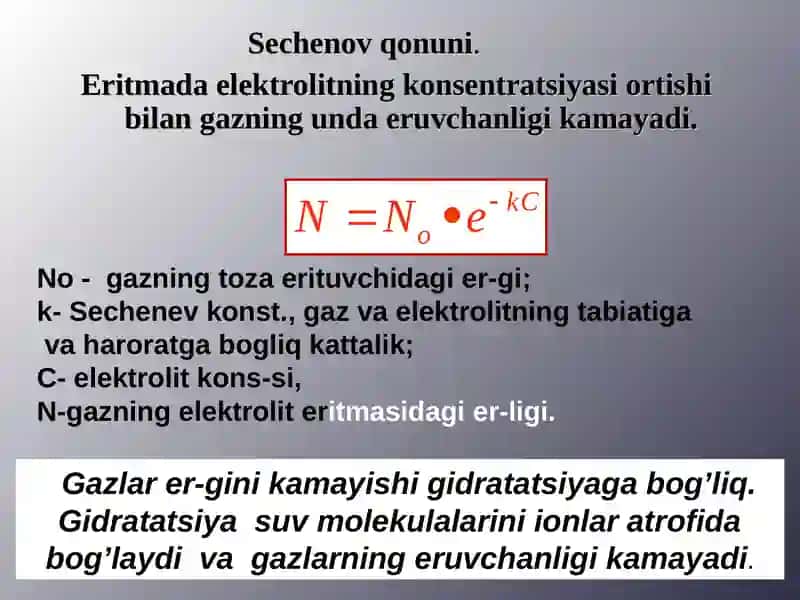 Gazlarning eritmalari 2