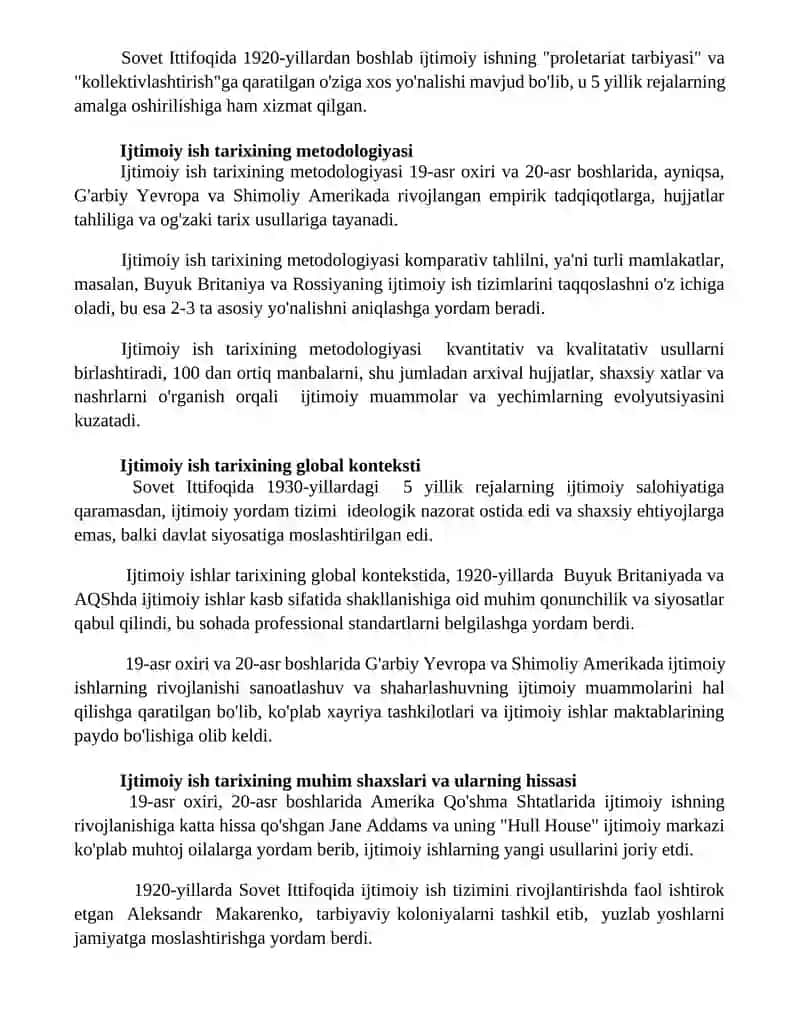 Ijtimoiy ish tarixi va xorijiy fanining maqsadi va vazifalari 2