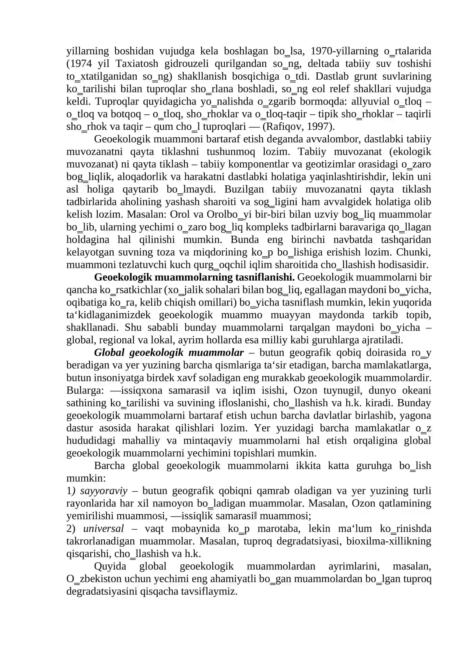 5-Amaliy: Geoekologik muammolar va ularning yechimi. Globol geoekologik muammolar. Hududiy va mahalliy geoekologik muammolar 2