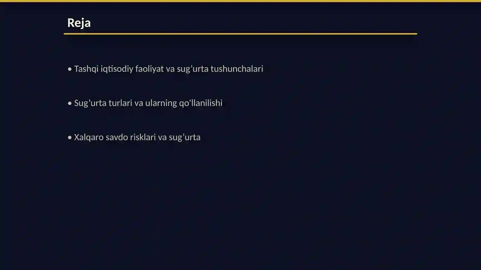 Tashqi iqtisodiy faoliyatda sug’urta 2