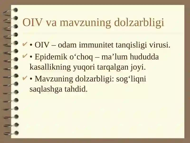 OIVning epidemiko‘chog‘ida epidemiyaga qarshi chora-tadbirlar 2