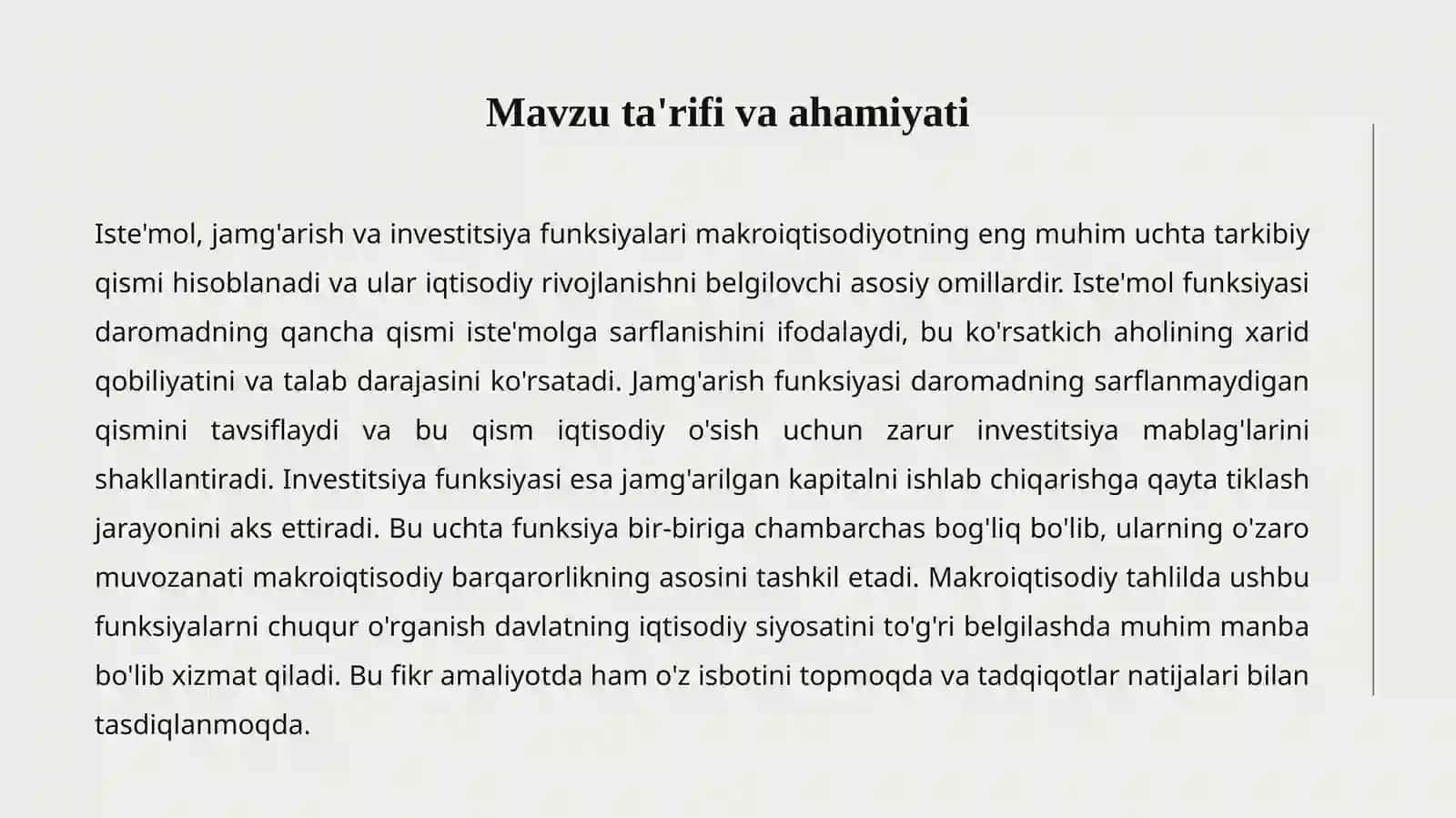 Iste'mol, Jamg'arish va Investitsiya Funksiyalari 2