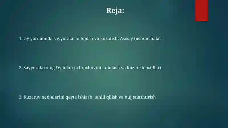 Oy yordamida sayyoralarni topish va kuzatish 2