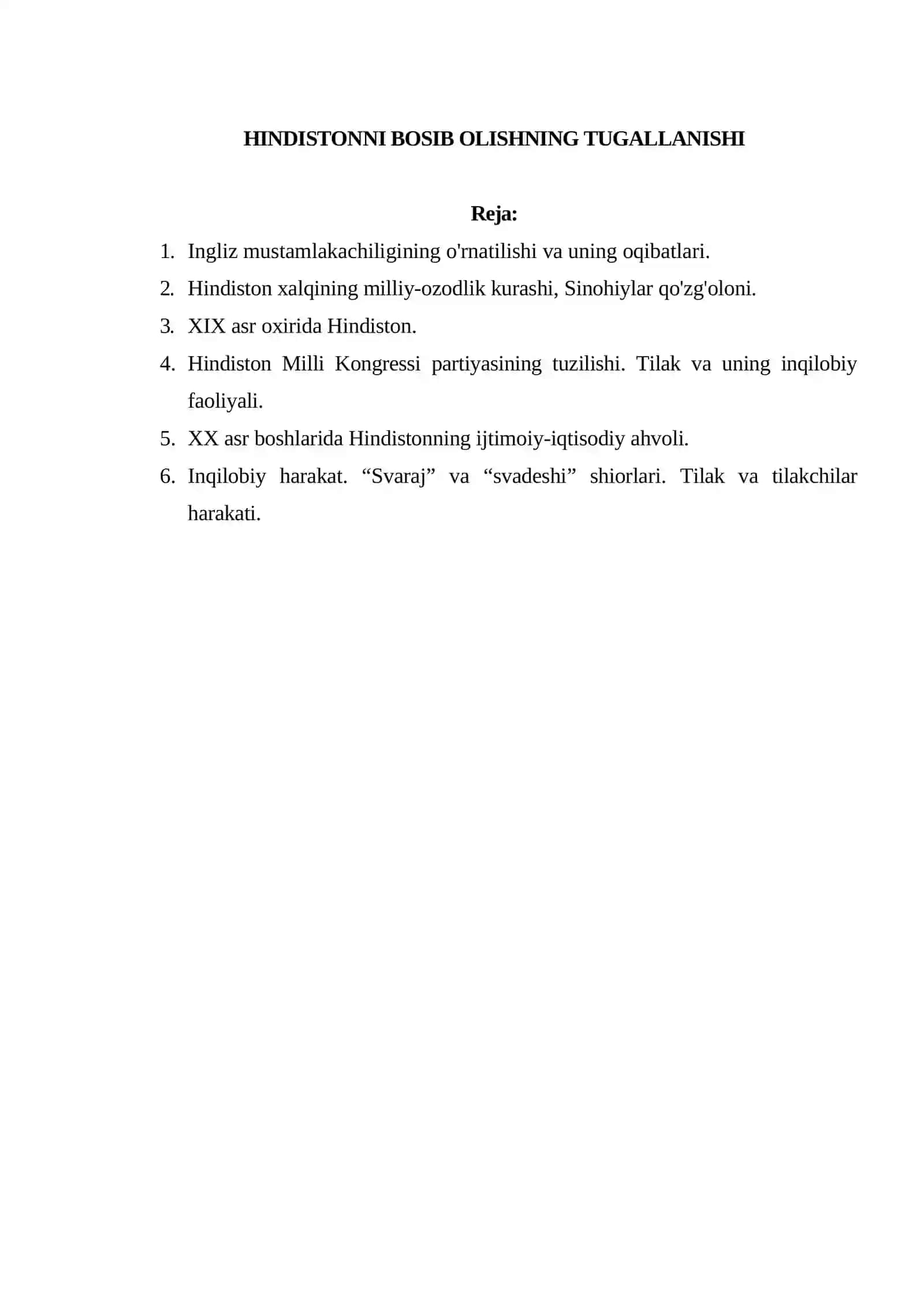 HINDISTONNI BOSIB OLISHNING TUGALLANISHI 2