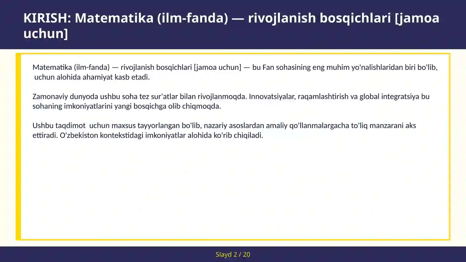 Matematika (ilm-fanda) — rivojlanish bosqichlari [jamoa uchun] 2