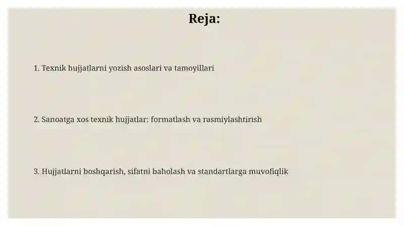 Texnik hujjatlarni yozish 2