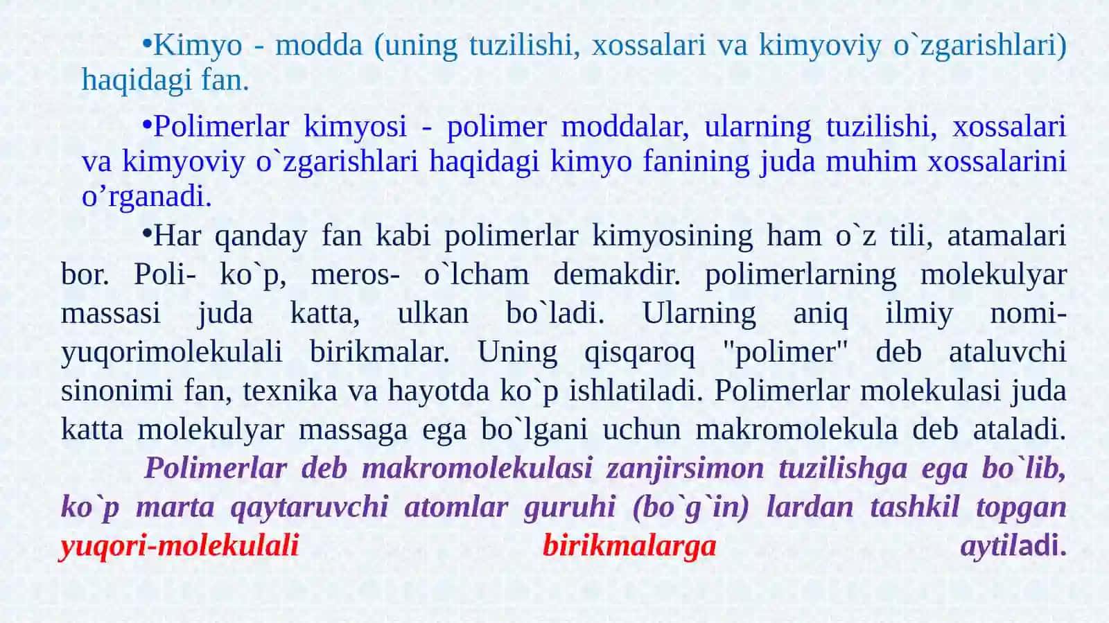 POLIMERLAR HAQIDA 2