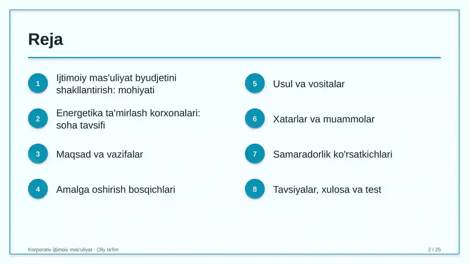 Energetika ta'mirlash korxonalarida ijtimoiy mas'uliyat byudjetini shakllantirish 2
