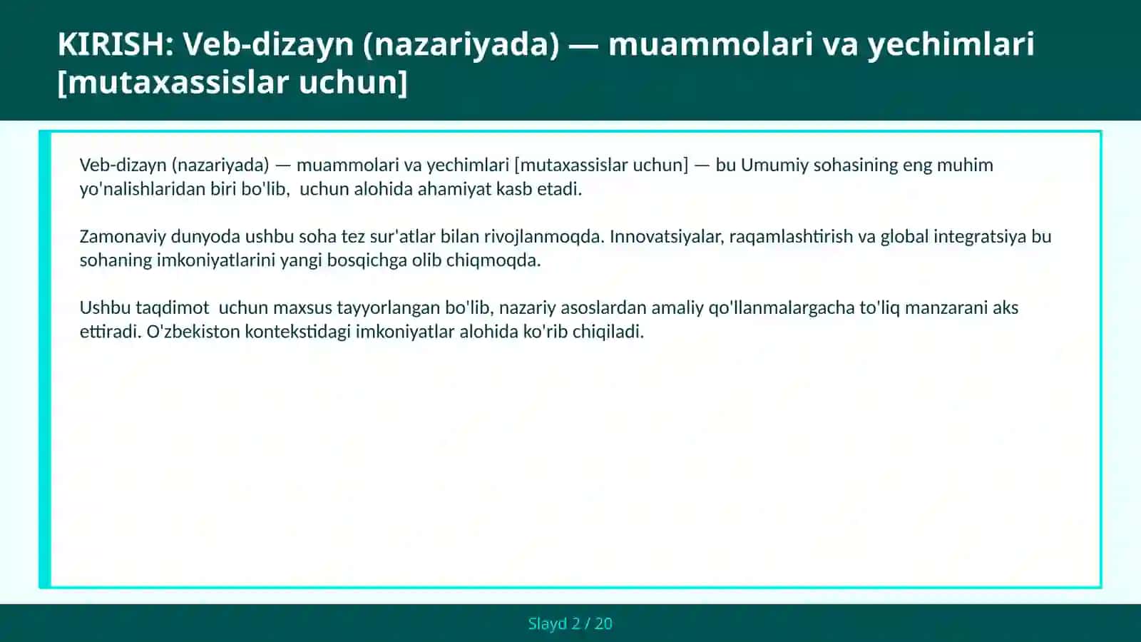 VEB-DIZAYN (NAZARIYADA) — MUAMMOLARI VA YECHIMLARI [MUTAXASSISLAR UCHUN] 2