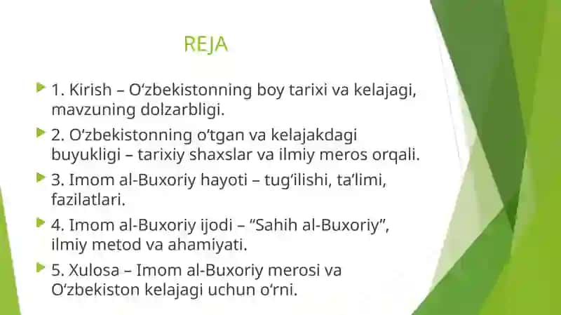 O’ZBEKISTON    O’TMISHI HAM,   KELAJAGI    HAM   BUYUK   DAVLAT  .  IMOM    AL- BUXORIY   HAYOTI  VA  IJODI 2