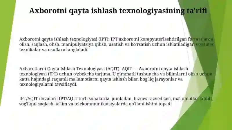 Axbarotlarni Qayta Ishlash Texnologiyasi 2