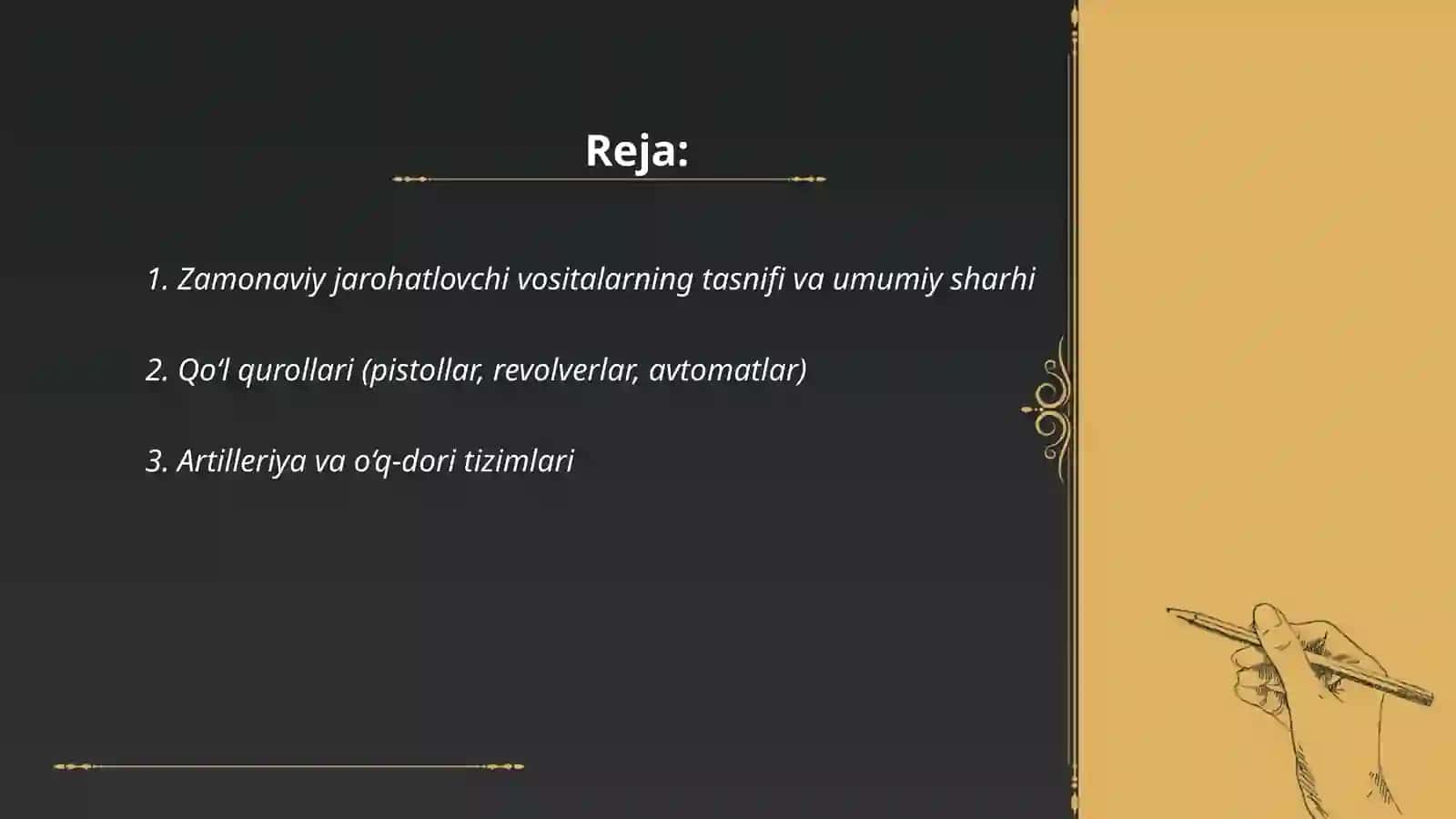 Zamonaviy sharoitlarda qo’llaniladigan jaroxatlovchi vositalarning qisqacha tavsifi 2
