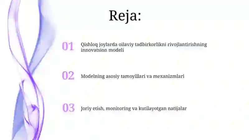 Qishloq joylarda oilaviy tadbirkorlikni rivojlantirishning innovatsion modeli 2