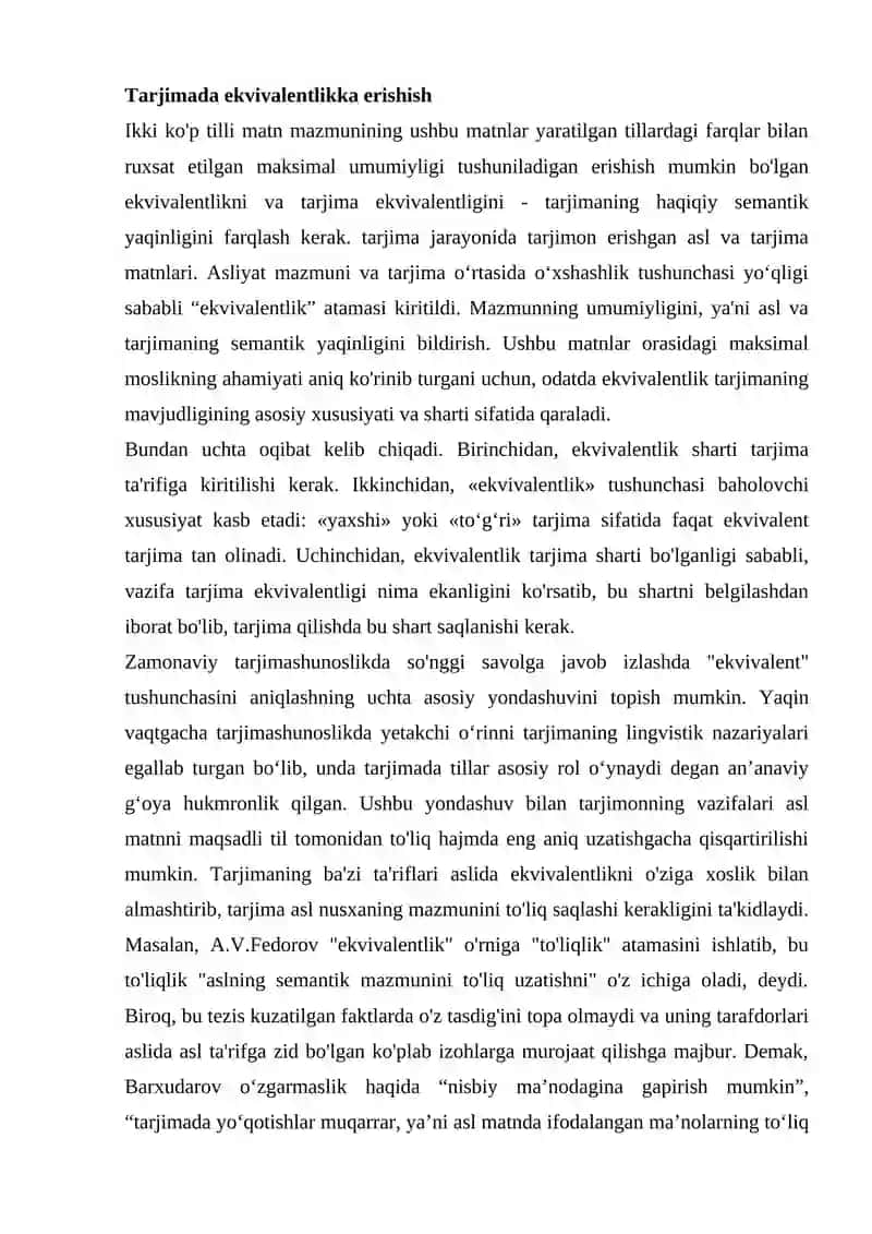 TARJIMASHUNOSLIKDA EKVIVALENTLIK. EKVIVALENTLIKNING TURLARI 2