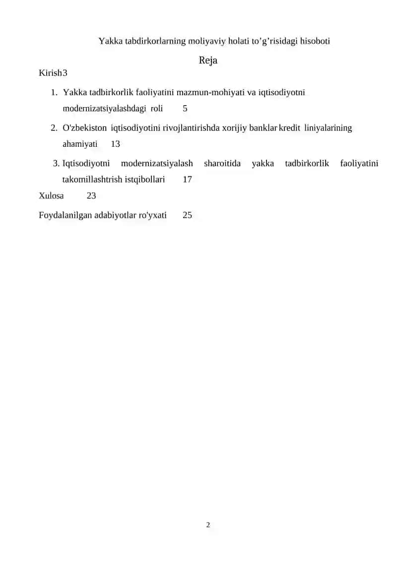O‘zbekiston Respublikasi Oliy va O‘rta Maxsus Ta'lim Vazirligi Toskent Moliya Instituti 2