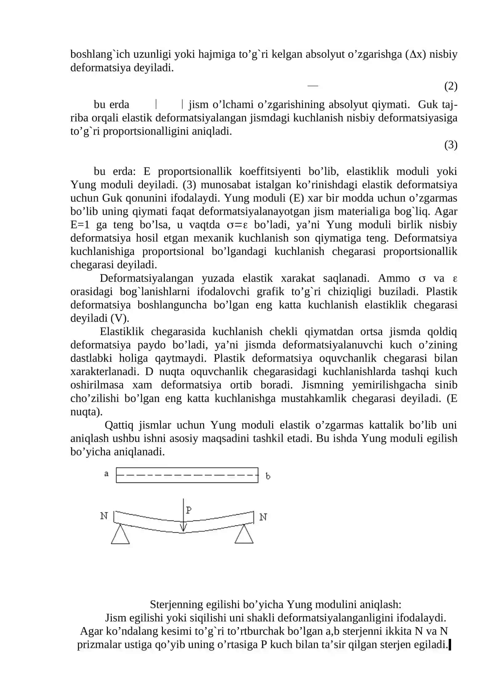 Egilishda Yung modulini aniqlash 2